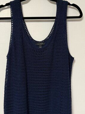 Tribal Women's Deep Blue Crochet Tank Top